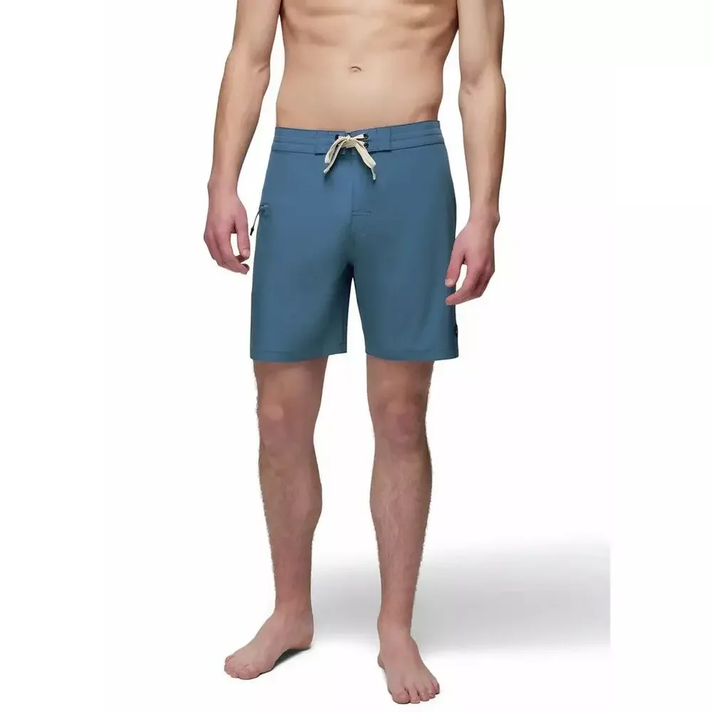 Prana Mens size 38 Fenton Board Shorts High Tide Blue Stretch Swim